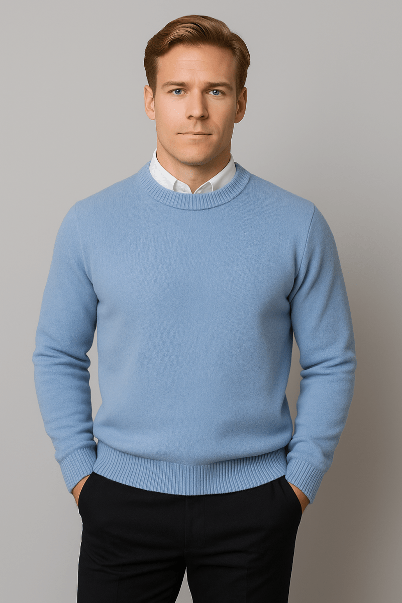 Men's Crew Neck Sweater Long Sleeve Knit for Office and Casual - Nalani - UK Fashion Clothing and Decor