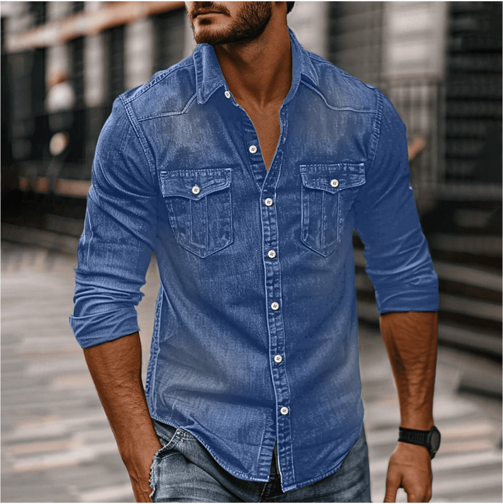 Mens Denim Shirt Durable Classic Style For Everyday Wear - Nalani - Fashion Clothing and Decor