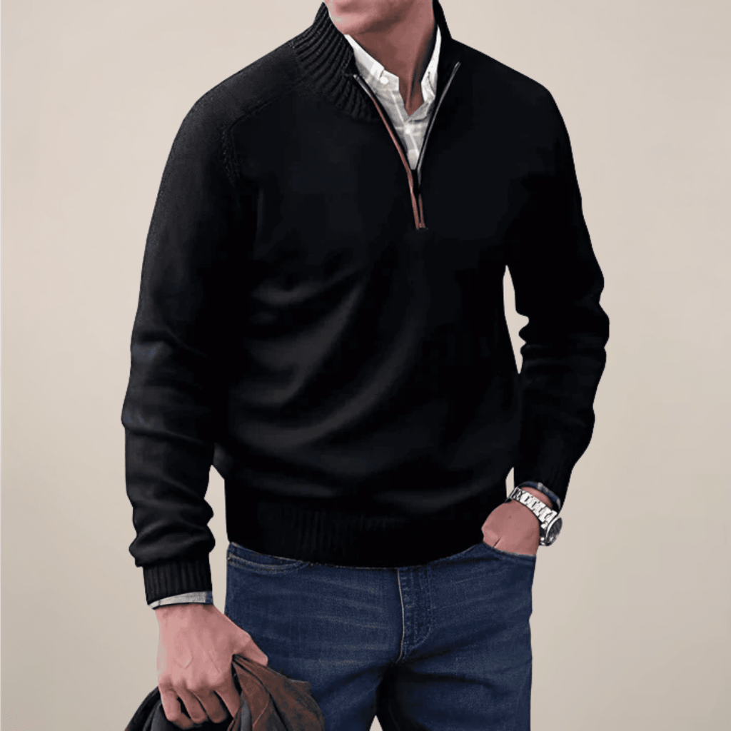 Mens Half Zip Knit Sweater For Smart Casual Wardrobe Essential - Nalani - UK Fashion Clothing and Decor