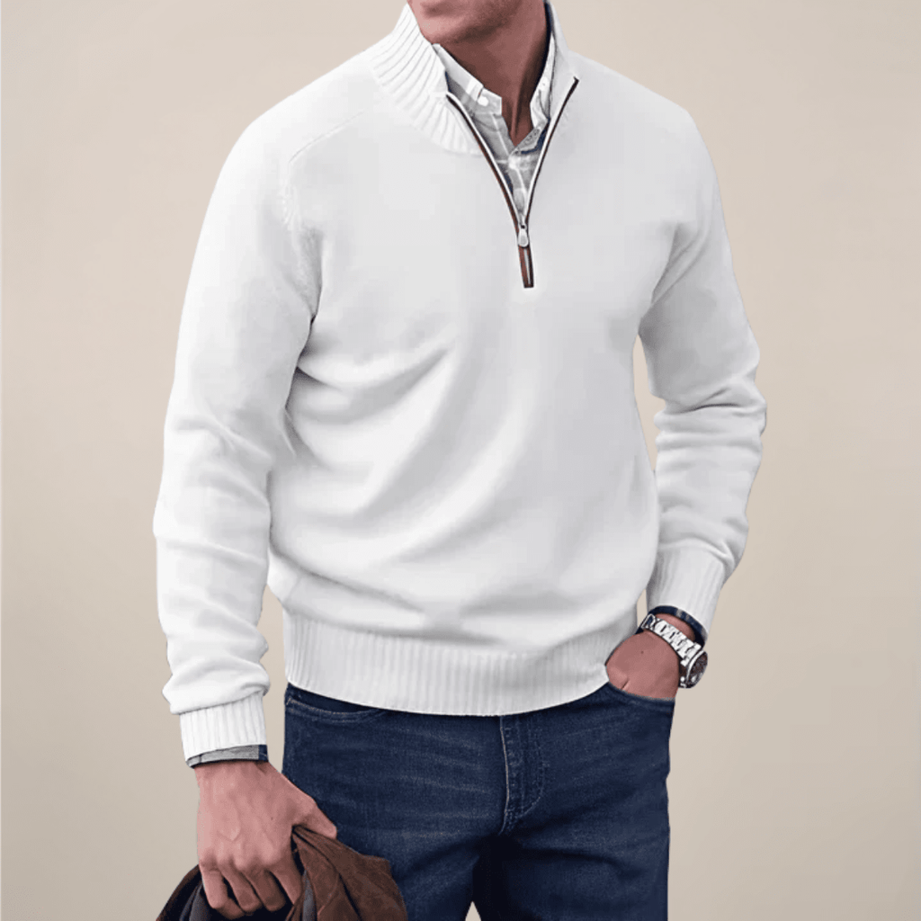 Mens Half Zip Knit Sweater For Smart Casual Wardrobe Essential - Nalani - UK Fashion Clothing and Decor