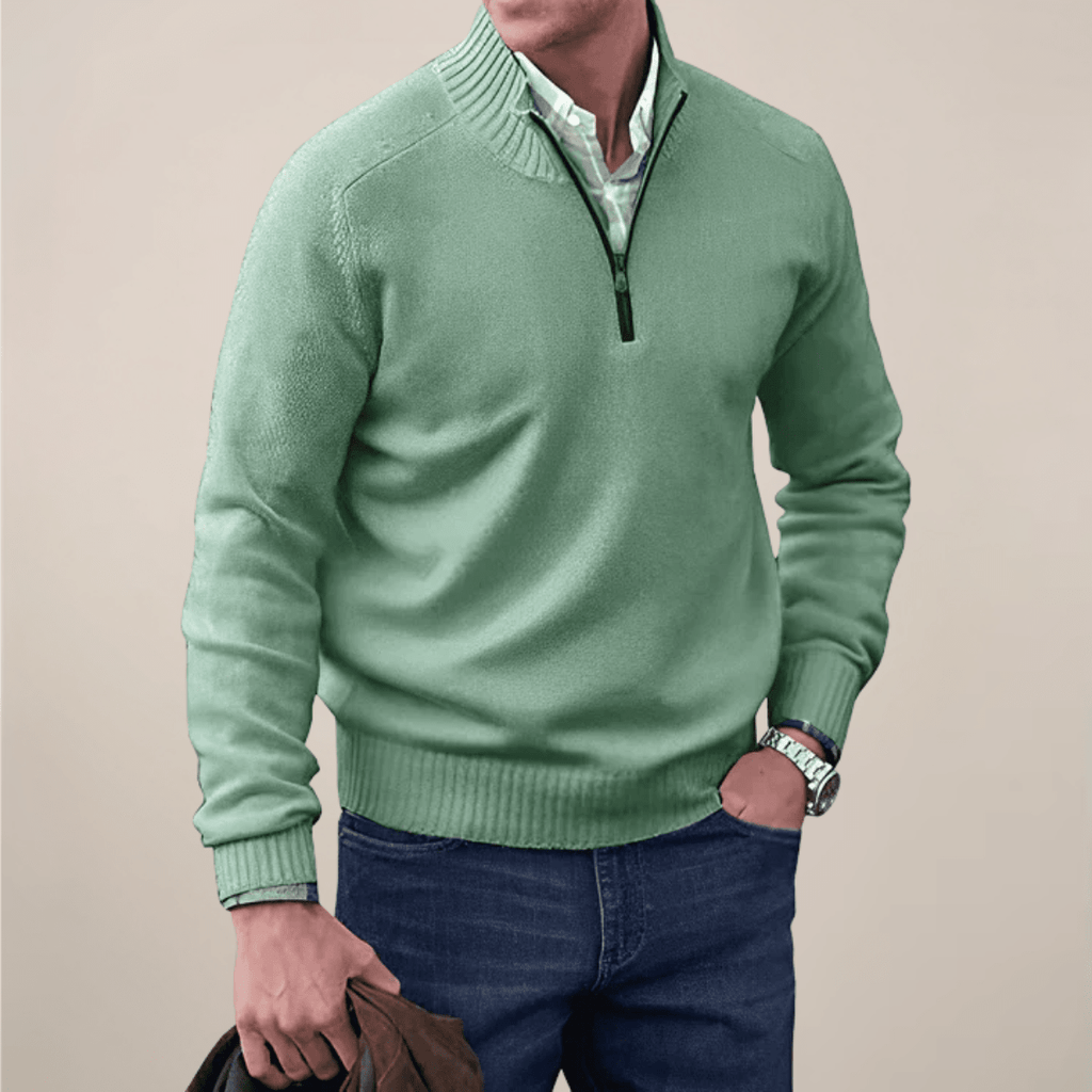 Mens Half Zip Knit Sweater For Smart Casual Wardrobe Essential - Nalani - UK Fashion Clothing and Decor