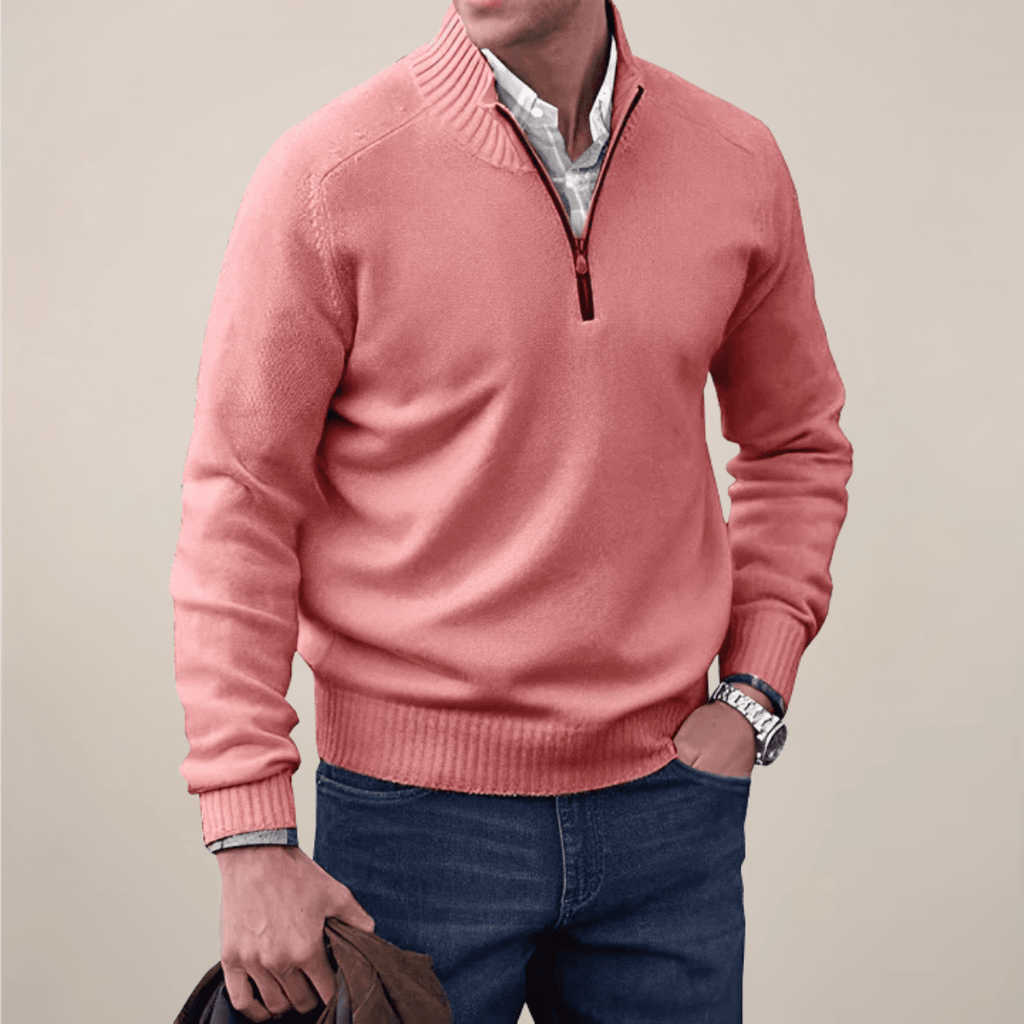 Mens Half Zip Knit Sweater For Smart Casual Wardrobe Essential - Nalani - UK Fashion Clothing and Decor