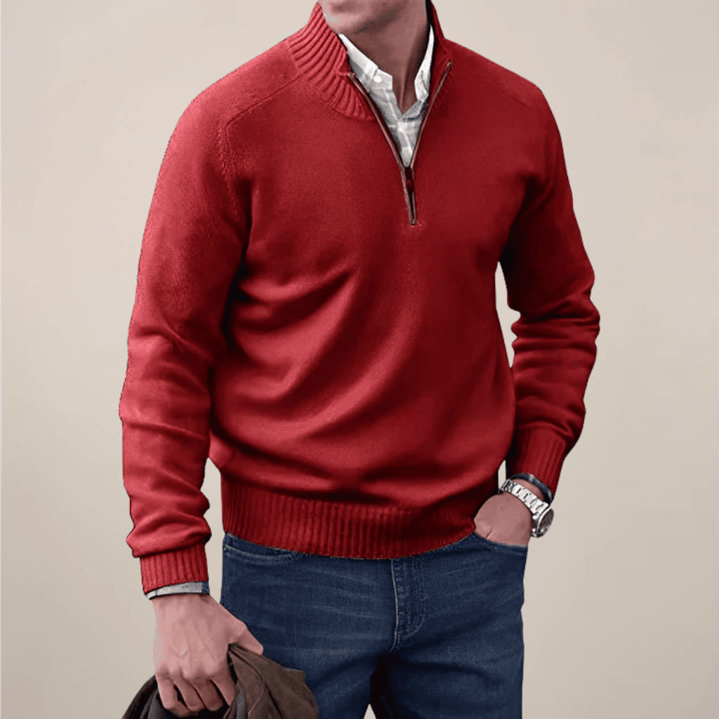 Mens Half Zip Knit Sweater For Smart Casual Wardrobe Essential - Nalani - UK Fashion Clothing and Decor