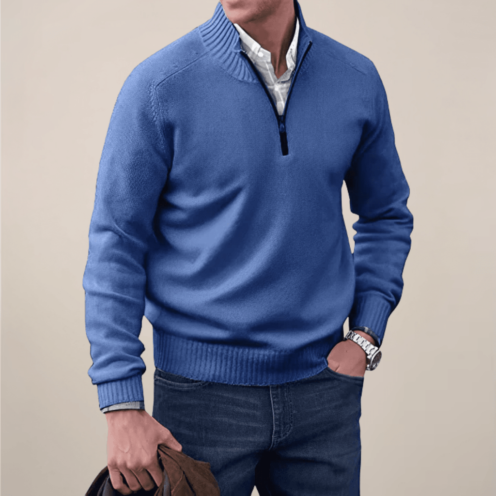 Mens Half Zip Knit Sweater For Smart Casual Wardrobe Essential - Nalani - UK Fashion Clothing and Decor