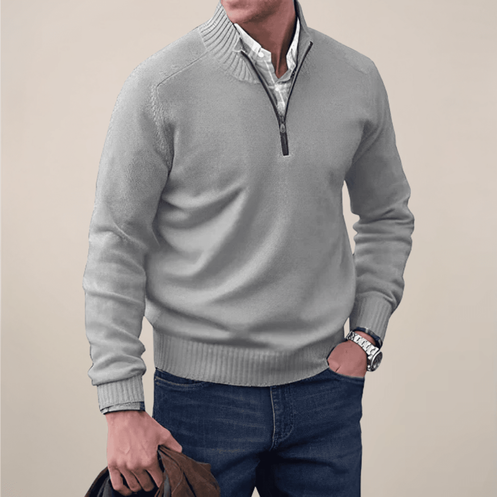 Mens Half Zip Knit Sweater For Smart Casual Wardrobe Essential - Nalani - UK Fashion Clothing and Decor