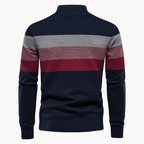 Mens Half Zip Knitted Sweater With Bold Stripes For Autumn Winter - Nalani - UK Fashion Clothing and Decor