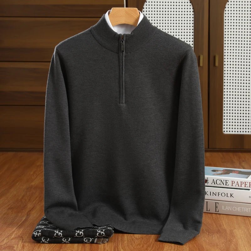 Men's Half Zip Mock Neck Pullover Tailored Fit Layering Essential - Nalani - UK Fashion Clothing and Decor