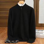 Men's Half Zip Mock Neck Pullover Tailored Fit Layering Essential - Nalani - UK Fashion Clothing and Decor