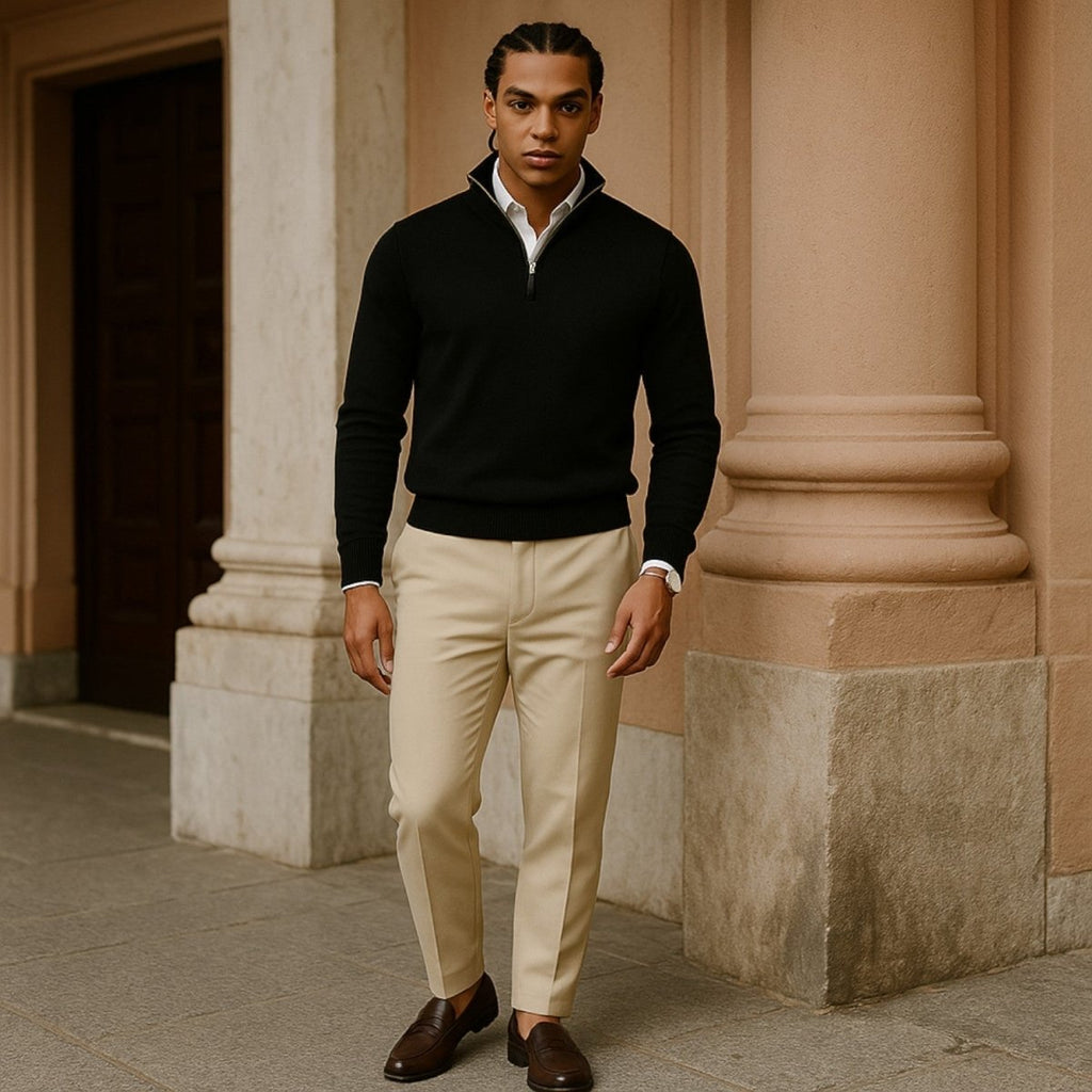 Men's Half Zip Pullover Long Sleeves All Season Smart Casual - Nalani - UK Fashion Clothing and Decor