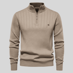 Mens Half Zip Ribbed Sweater With Mock Neck For Layering - Nalani - UK Fashion Clothing and Decor