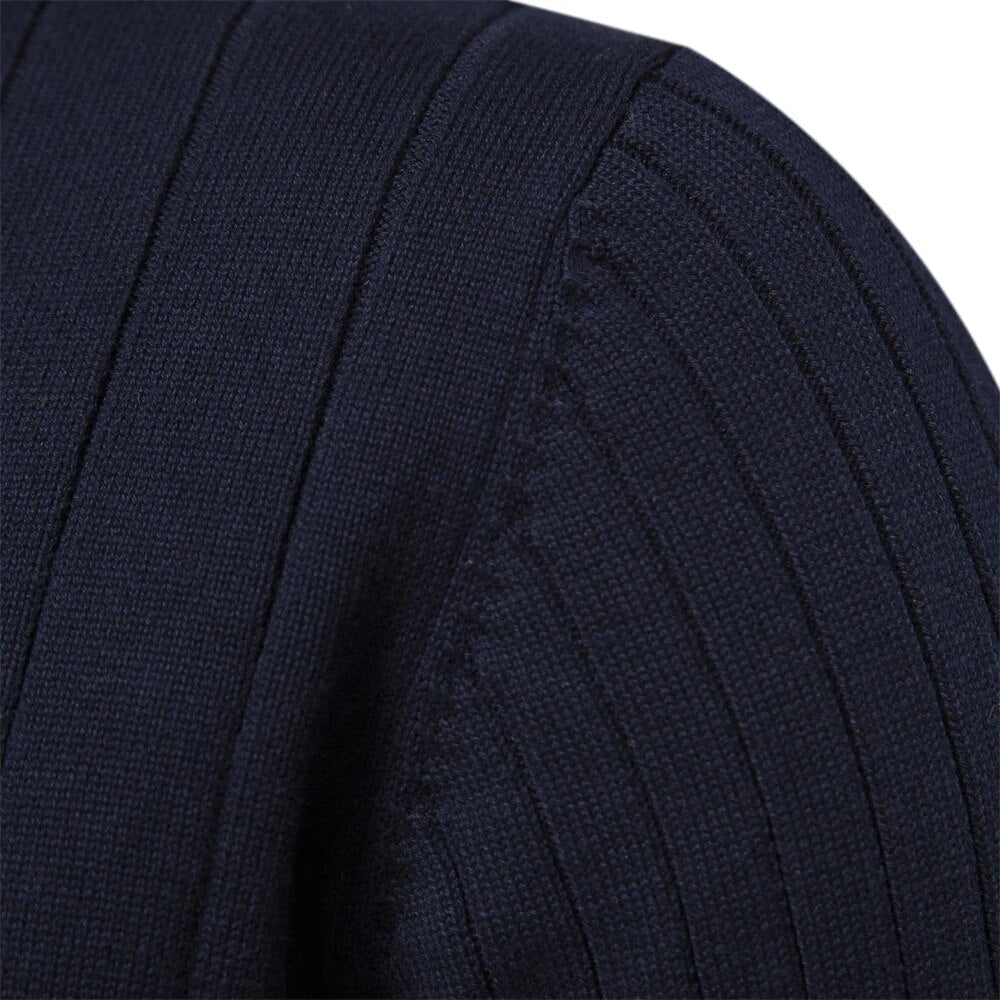 Mens Half Zip Ribbed Sweater With Mock Neck For Layering - Nalani - UK Fashion Clothing and Decor