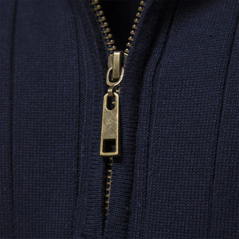 Mens Half Zip Ribbed Sweater With Mock Neck For Layering - Nalani - UK Fashion Clothing and Decor