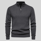 Mens Half Zip Ribbed Sweater With Mock Neck For Layering - Nalani - UK Fashion Clothing and Decor