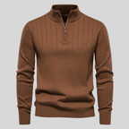 Mens Half Zip Ribbed Sweater With Mock Neck For Layering - Nalani - UK Fashion Clothing and Decor