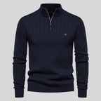 Mens Half Zip Ribbed Sweater With Mock Neck For Layering - Nalani - UK Fashion Clothing and Decor