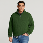 Mens Half Zip Ribbed Sweater With Stand Collar Layering - Nalani - UK Fashion Clothing and Decor