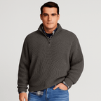 Mens Half Zip Ribbed Sweater With Stand Collar Layering - Nalani - UK Fashion Clothing and Decor