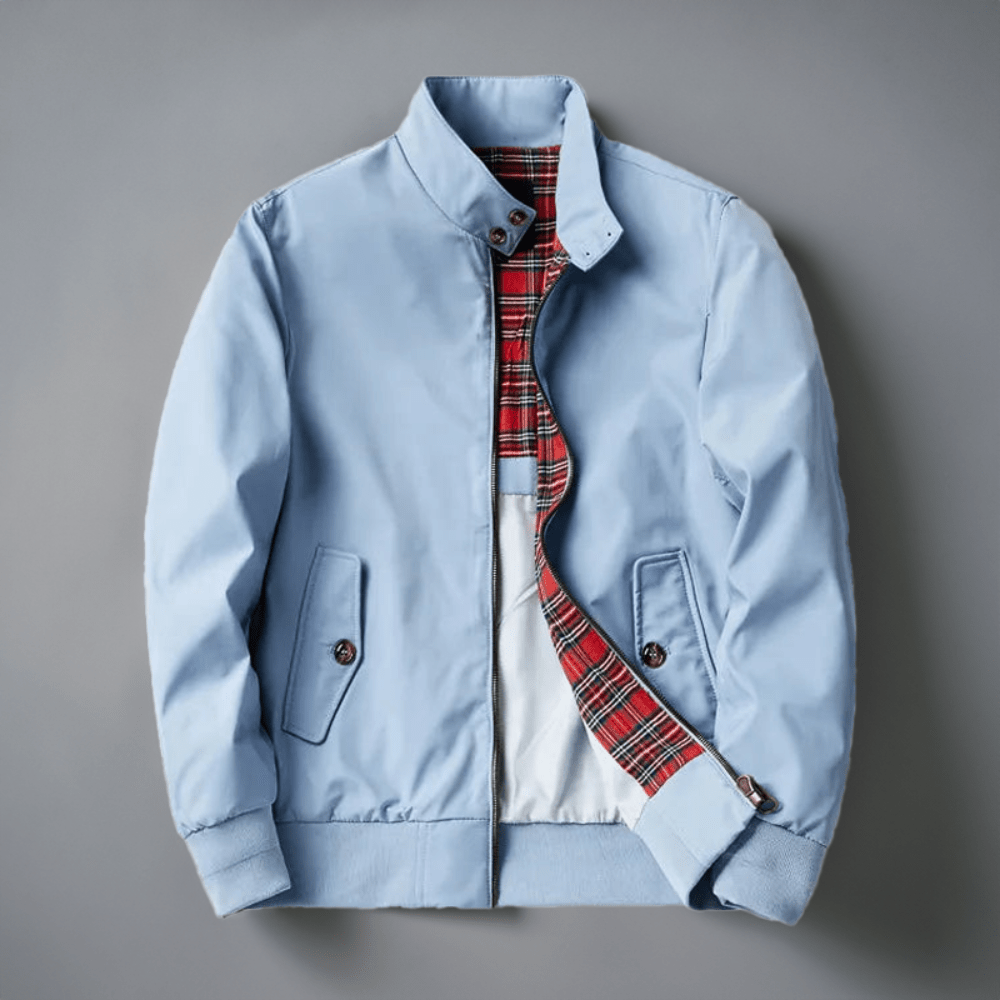 Mens Harrington Zip Front Jacket With Stand Collar Bomber Style - Nalani - UK Fashion Clothing and Decor
