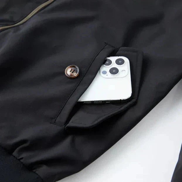 Mens Harrington Zip Front Jacket With Stand Collar Bomber Style - Nalani - UK Fashion Clothing and Decor