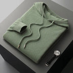 Men's Hoodie Sweater With Minimalist Knit And Drawstring Hood - Nalani - UK Fashion Clothing and Decor