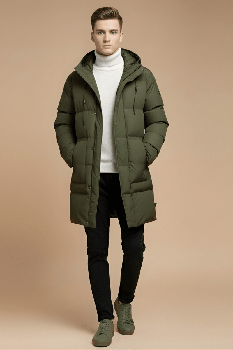 Men's Insulated Parka Jacket Longline Hooded Winter Coat Quilted - Nalani - UK Fashion Clothing and Decor
