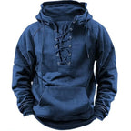 Men's Lace Up Hoodie – Hooded Sweatshirt with Lace-Up Neckline & Kangaroo Pocket, 6 Colors, S–3XL – Mane - Nalani - Fashion Clothing and Decor