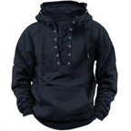 Men's Lace Up Hoodie – Hooded Sweatshirt with Lace-Up Neckline & Kangaroo Pocket, 6 Colors, S–3XL – Mane - Nalani - Fashion Clothing and Decor