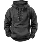 Men's Lace Up Hoodie – Hooded Sweatshirt with Lace-Up Neckline & Kangaroo Pocket, 6 Colors, S–3XL – Mane - Nalani - Fashion Clothing and Decor
