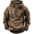 Men's Lace Up Hoodie – Hooded Sweatshirt with Lace-Up Neckline & Kangaroo Pocket, 6 Colors, S–3XL – Mane - Nalani - Fashion Clothing and Decor