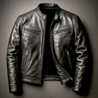 Men's Leather Jacket - Vintage Vegan Leather Zip Jacket with Pockets - Nalani - Fashion Clothing and Decor