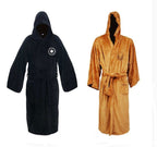 Men's Long Flannel Robe with Hood – Warm Extra-Long Hooded Bathrobe with Belt, Absorbent, Black or Brown – Hommes - Nalani - Fashion Clothing and Decor