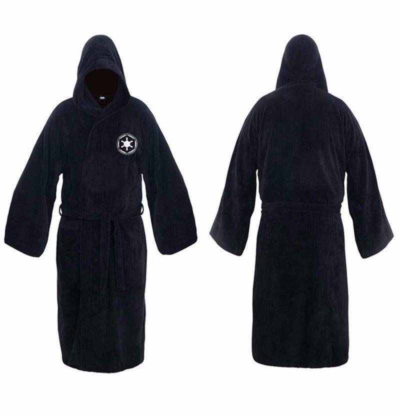 Men's Long Flannel Robe with Hood – Warm Extra-Long Hooded Bathrobe with Belt, Absorbent, Black or Brown – Hommes - Nalani - Fashion Clothing and Decor