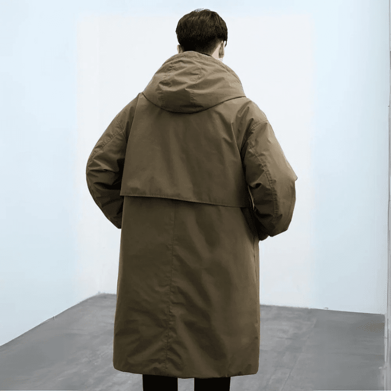 Men's Long Waterproof Puffer Trench Coat With Hood - Nalani - UK Fashion Clothing and Decor