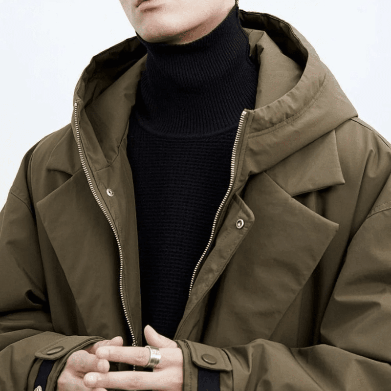 Men's Long Waterproof Puffer Trench Coat With Hood - Nalani - UK Fashion Clothing and Decor