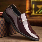 Men’s Patent Leather Loafers - Pointed Toe Smart Slip-On Shoes - Nalani - Fashion Clothing and Decor
