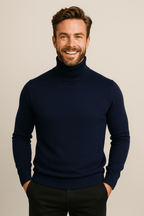 Mens Polo Jumper With Roll Neck For Smart Casual And Evening - Nalani - UK Fashion Clothing and Decor