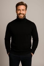 Mens Polo Jumper With Roll Neck For Smart Casual And Evening - Nalani - UK Fashion Clothing and Decor