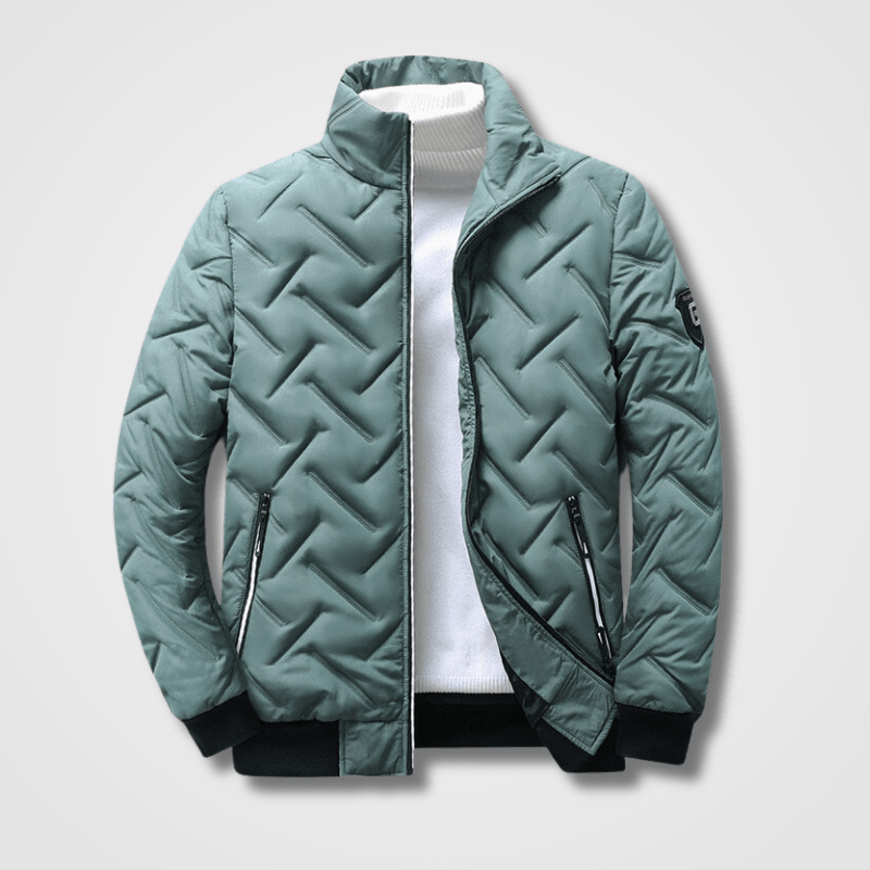 Mens Quilted Bomber Jacket With High Collar And Zip Pockets - Nalani - UK Fashion Clothing and Decor