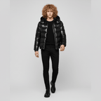 Men's Quilted Jacket with Hood – Shiny Winter Coat with Elastic Cuffs & Slant Pockets, Black or Red, S-6XL – Calico - Nalani - Fashion Clothing and Decor