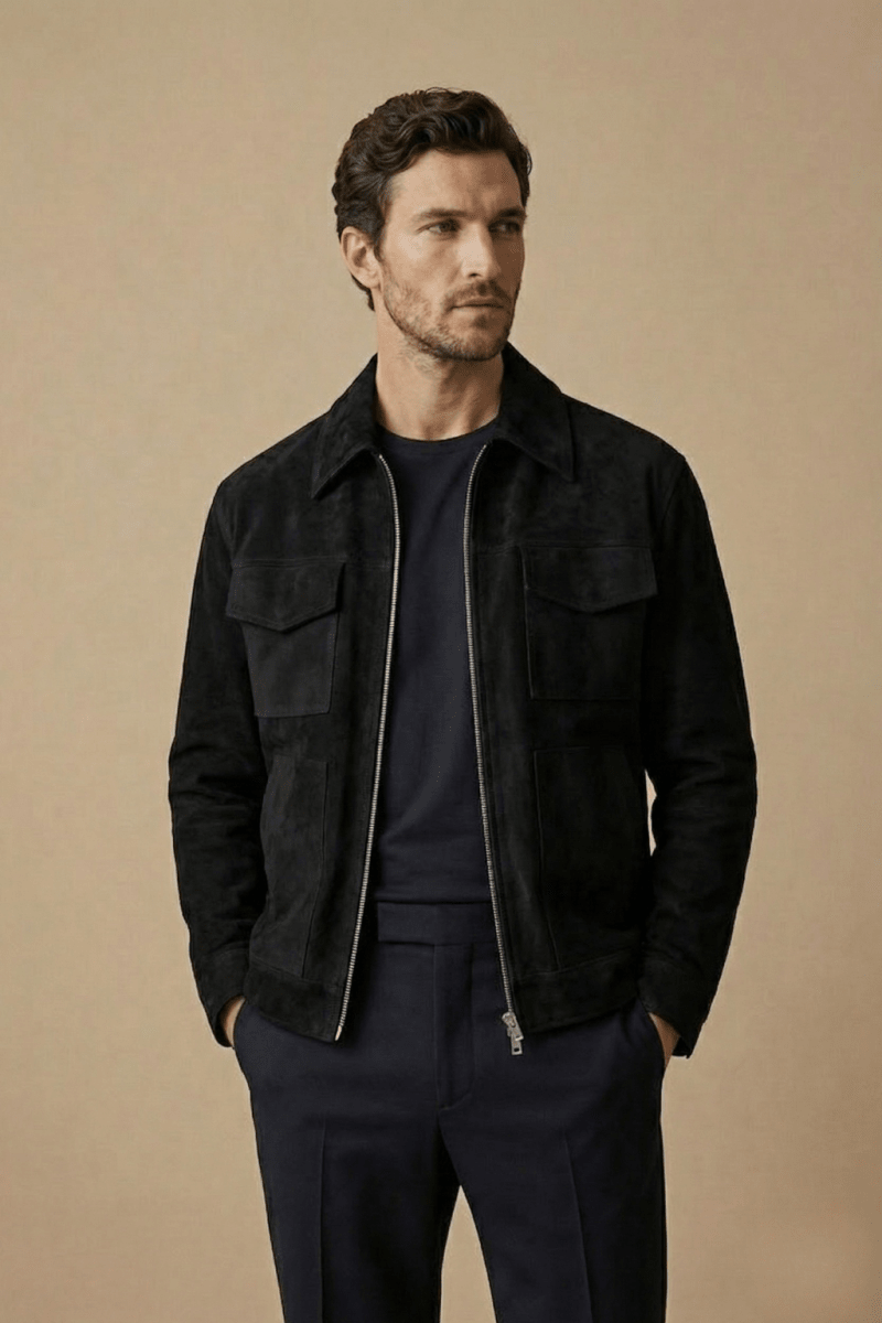 Men's Relaxed - Fit Zip Jacket With Utility Pockets Everyday Wear - Nalani - UK Fashion Clothing and Decor