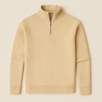 Mens Ribbed Half Zip Jumper With Stand Collar Warm Knit Layer - Nalani - UK Fashion Clothing and Decor