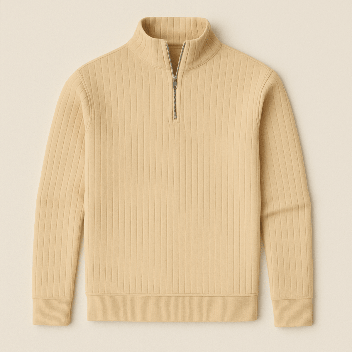 Mens Ribbed Half Zip Jumper With Stand Collar Warm Knit Layer - Nalani - UK Fashion Clothing and Decor
