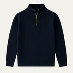 Mens Ribbed Half Zip Jumper With Stand Collar Warm Knit Layer - Nalani - UK Fashion Clothing and Decor
