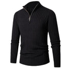 Mens Ribbed Half Zip Sweater in Neutral Tones for Versatile Style - Nalani - UK Fashion Clothing and Decor