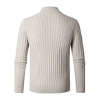Mens Ribbed Half Zip Sweater in Neutral Tones for Versatile Style - Nalani - UK Fashion Clothing and Decor