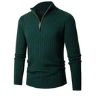 Mens Ribbed Half Zip Sweater in Neutral Tones for Versatile Style - Nalani - UK Fashion Clothing and Decor