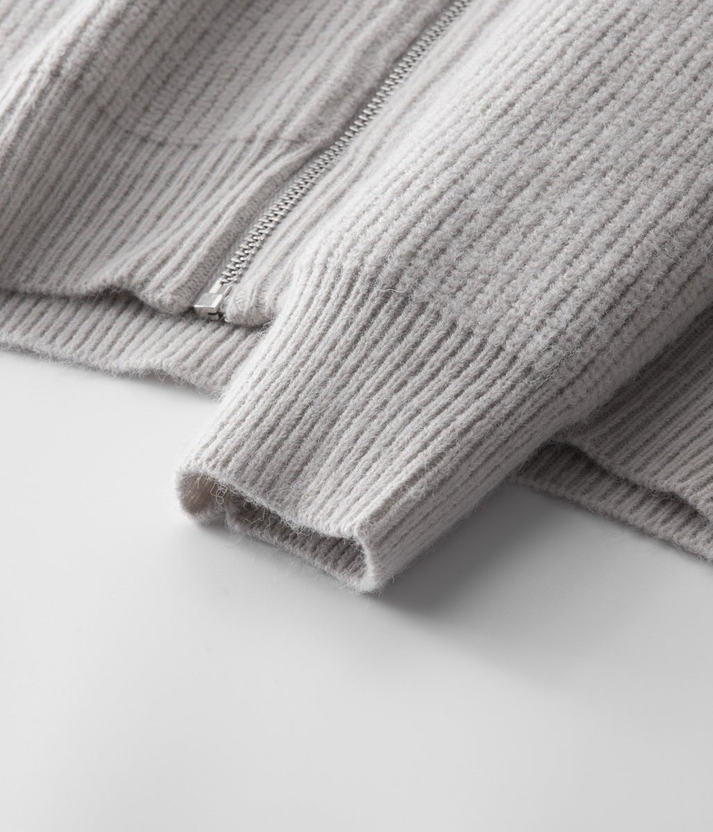 Mens Ribbed Zip Through Cardigan Funnel Neck Sweater - Nalani - UK Fashion Clothing and Decor