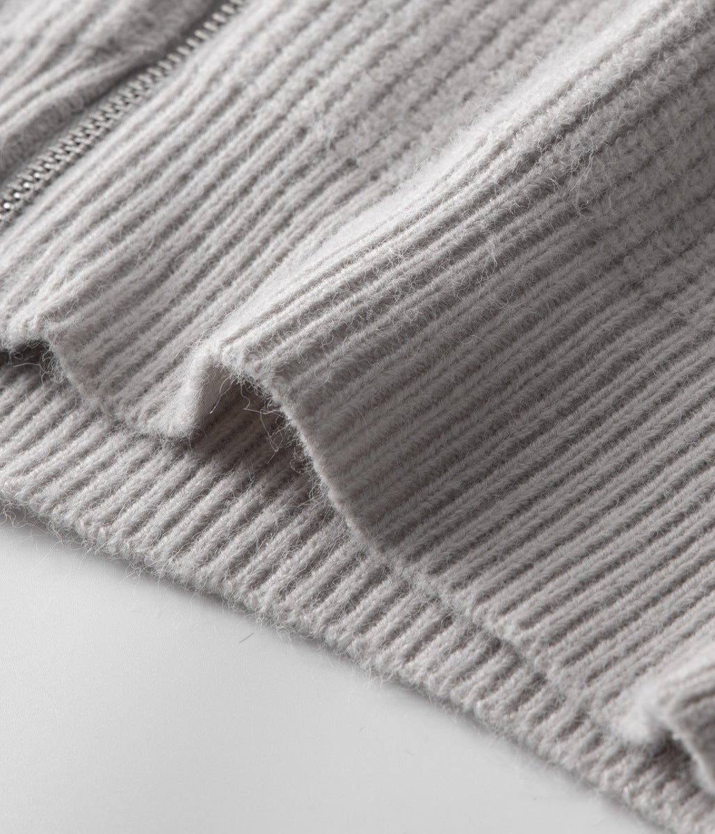 Mens Ribbed Zip Through Cardigan Funnel Neck Sweater - Nalani - UK Fashion Clothing and Decor