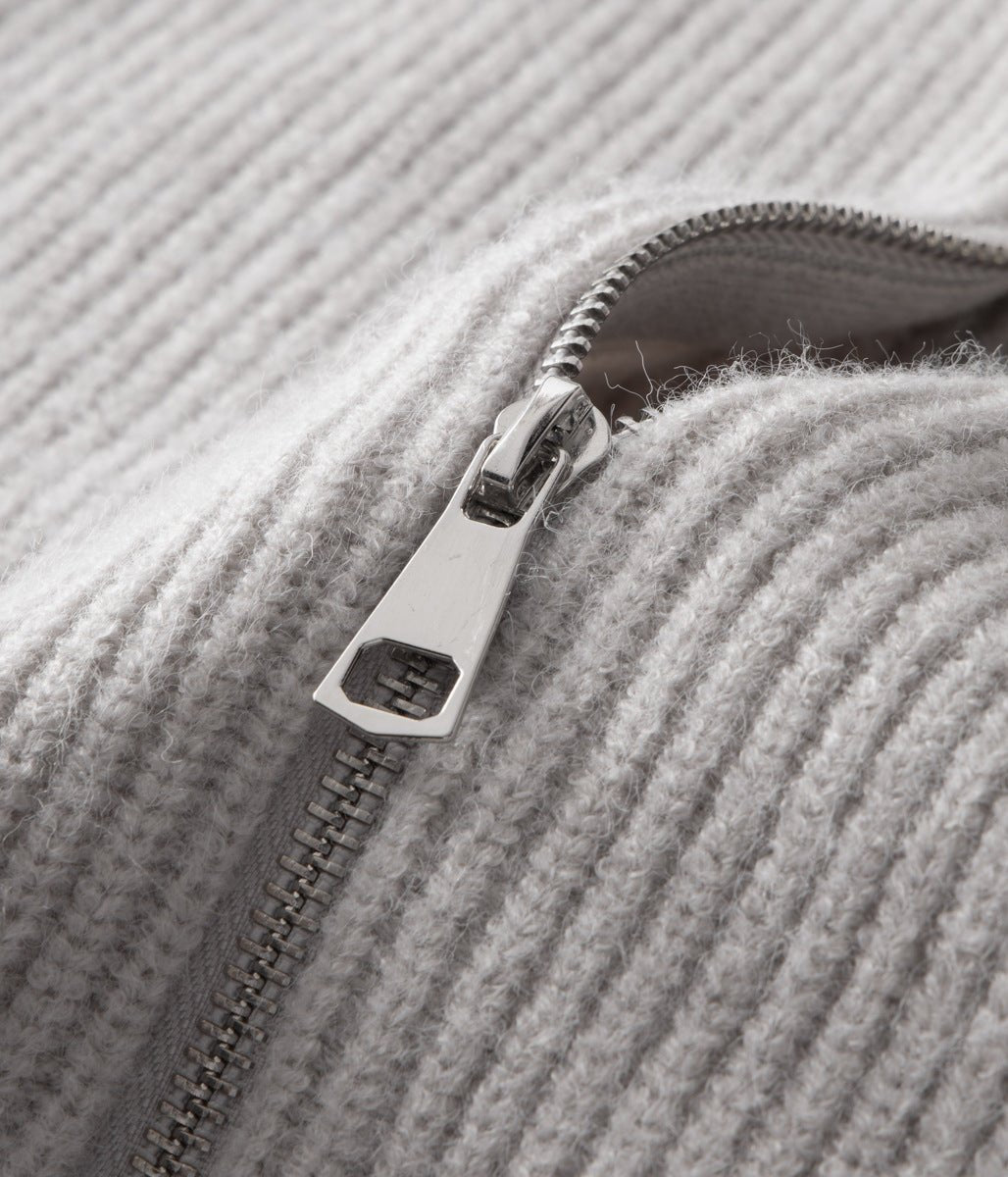 Mens Ribbed Zip Through Cardigan Funnel Neck Sweater - Nalani - UK Fashion Clothing and Decor