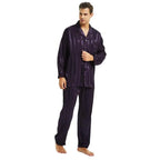 Men's Satin Pajamas – Luxury Striped Silk-Feel Pajama Set for Men, Elegant Sleepwear & Loungewear, 7 Colors, S–4XL – Calico - Nalani - Fashion Clothing and Decor